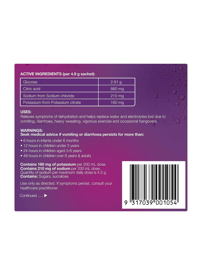 Hydralyte, Electrolyte Powder Apple Blackcurrant Rehydration Solution 10S - Image 3